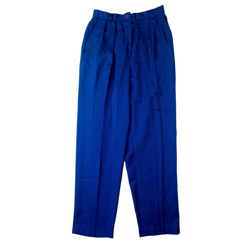 Vintage Katherine Marie High Waisted Pleated Royal Blue Tapered Leg Pants Sz 10